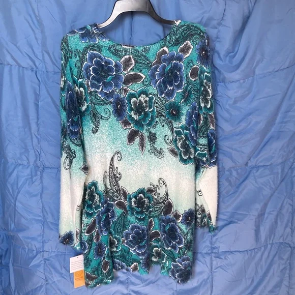 Relisted Ruby Rd sweater floral print ombré fuzzy pullover boho casual office 2X - Picture 6 of 17